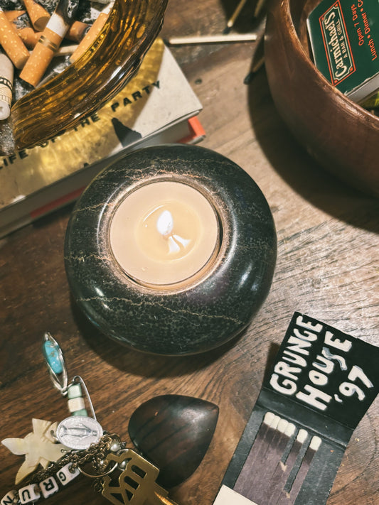 Black Marble Vintage Votive Holder