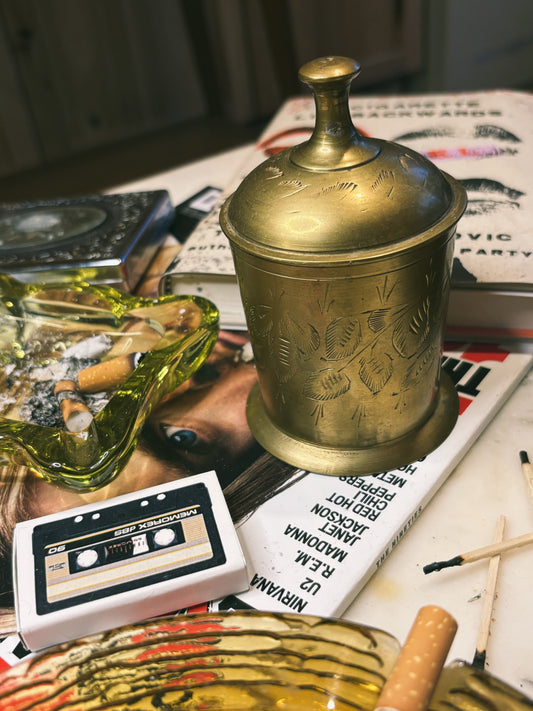 Etched in Brass Cigarette Canister