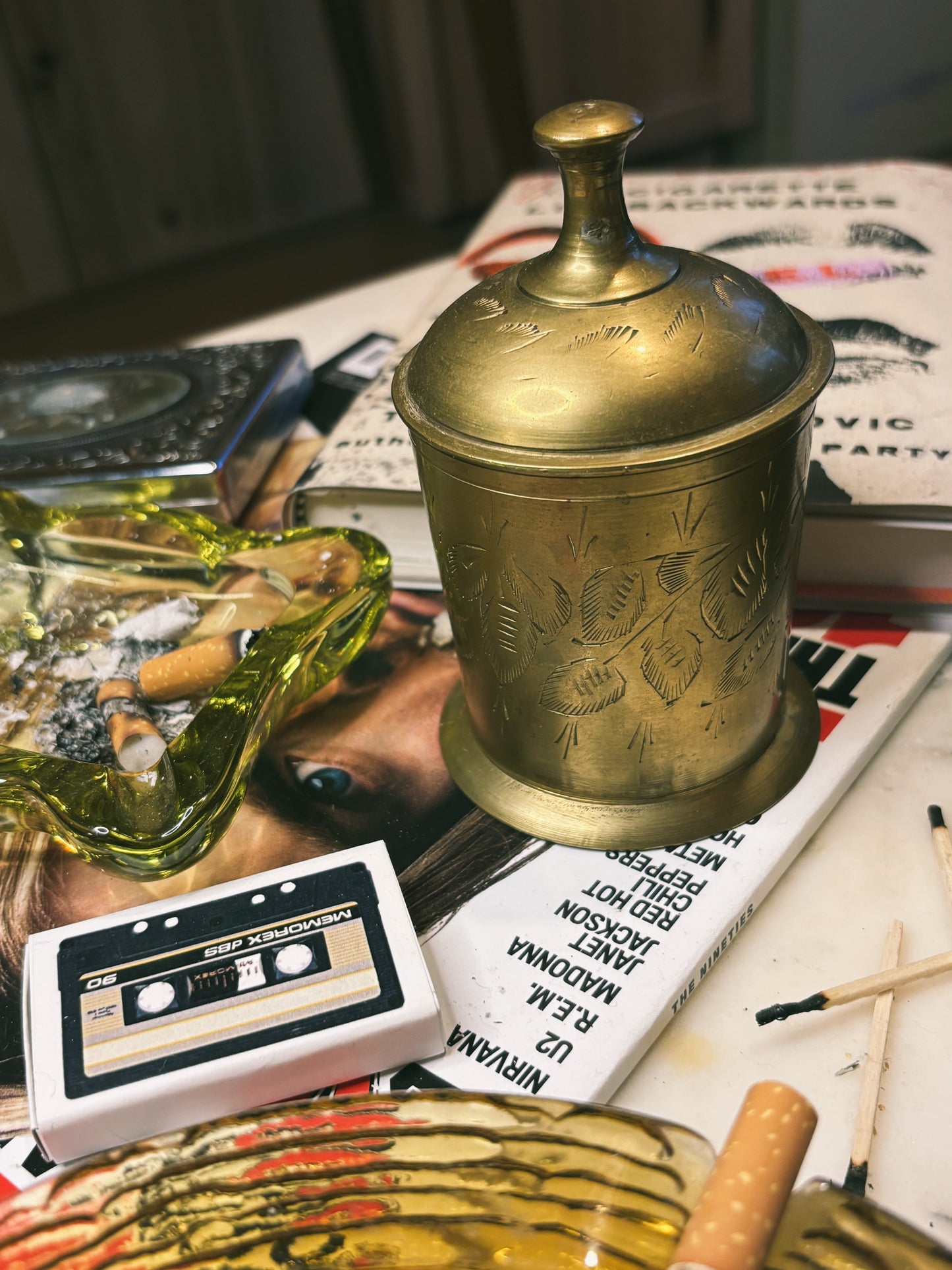 Etched in Brass Cigarette Canister