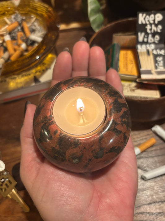 Brown Marble Vintage Votive Holder